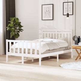 Cadru de pat, alb, 120x200 cm, lemn masiv