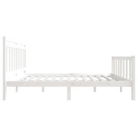 Cadru de pat, alb, 140x190 cm, lemn masiv, 5 image