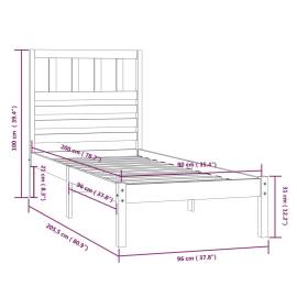 Cadru de pat, alb, 90x200 cm, lemn masiv de pin, 9 image