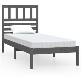 Cadru de pat, gri, 90x200 cm, lemn masiv de pin, 2 image