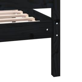 Cadru de pat, negru, 160x200 cm, lemn masiv, 7 image
