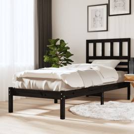 Cadru de pat single 3ft, negru, 90x190 cm, lemn masiv de pin