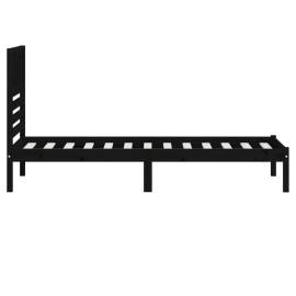 Cadru de pat single 3ft, negru, 90x190 cm, lemn masiv de pin, 5 image