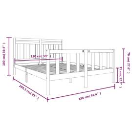 Cadru pat 5ft king size, maro miere, 150x200 cm, lemn masiv, 9 image