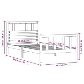 Cadru de pat, alb, 90x200 cm, lemn masiv, 9 image