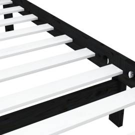 Cadru de pat, negru, 90x200 cm, lemn masiv, 6 image