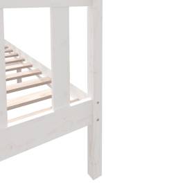 Cadru de pat dublu 4ft6, alb, 135x190 cm, lemn masiv de pin, 7 image