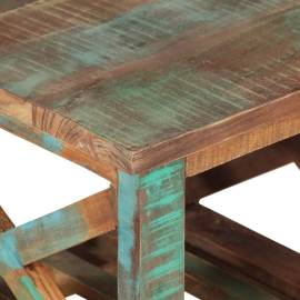 Masă laterală cu roți, 40x40x42 cm, lemn masiv reciclat, 3 image