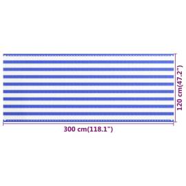 Paravan pentru balcon, albastru și alb, 120x300 cm, hdpe, 5 image