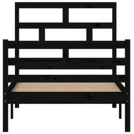 Cadru de pat ,negru, 90x200 cm, lemn masiv de pin, 4 image