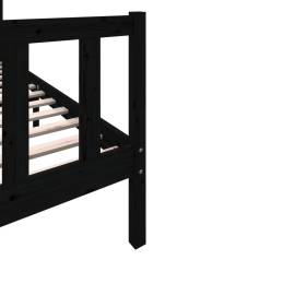 Cadru de pat, 100x200 cm, negru, lemn masiv de pin, 7 image