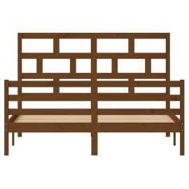 Cadru de pat, maro miere, 160x200 cm, lemn masiv de pin, 4 image