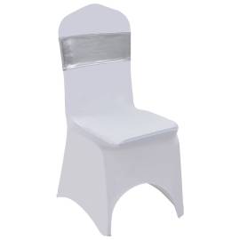 Fundă de scaun elastică, 25 buc, cataramă cu diamante, argintiu