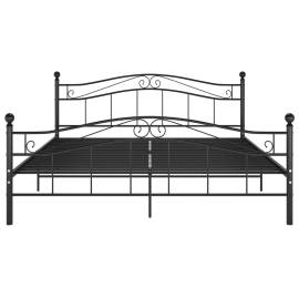 Cadru de pat, negru, 160x200 cm, metal, 3 image