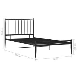Cadru de pat, negru, 90x200 cm, metal, 7 image