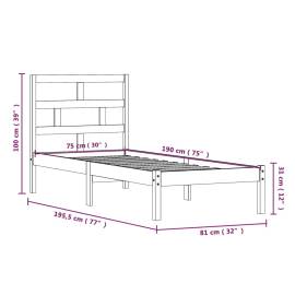 Cadru de pat small single 2ft6, 75x190 cm, lemn masiv, 9 image