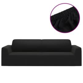 Husă elastică pentru canapea cu 3 locuri poliester jersey negru, 2 image