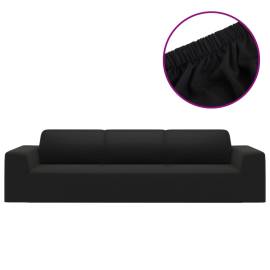 Husă elastică pentru canapea cu 4 locuri poliester jersey negru, 2 image