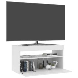 Comodă tv cu lumini led, alb extralucios, 75x35x40 cm, 3 image
