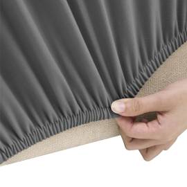 Husă elastică pentru canapea 2 locuri poliester jersey antracit, 3 image