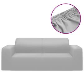 Husă elastică pentru canapea cu 2 locuri poliester jerseu, gri, 2 image