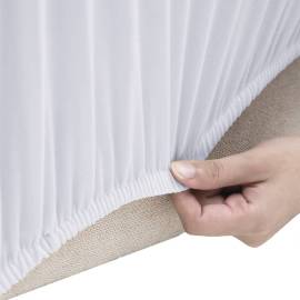 Husă elastică pentru canapea cu 2 locuri poliester jersey alb, 3 image