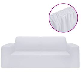 Husă elastică pentru canapea cu 2 locuri poliester jersey alb, 2 image