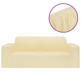 Husă elastică pentru canapea cu 2 locuri poliester jersey crem, 2 image