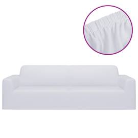 Husă elastică pentru canapea cu 3 locuri poliester jersey alb, 2 image