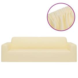 Husă elastică pentru canapea cu 3 locuri poliester jersey crem, 2 image