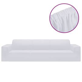 Husă elastică pentru canapea cu 4 locuri poliester jersey alb, 2 image