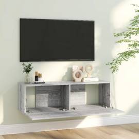 Comodă tv de perete, gri sonoma, 100x30x30 cm, lemn prelucrat, 3 image