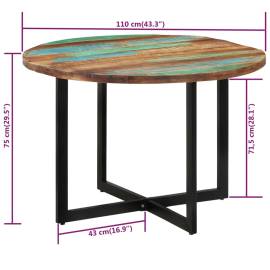 Masă de bucătărie, 110x75 cm, lemn masiv reciclat, 7 image