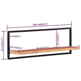 Rafturi de perete 2 buc. 100x24x35 cm lemn masiv acacia/oțel, 7 image