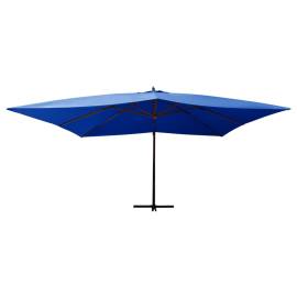 Umbrelă suspendată cu stâlp din lemn, albastru azur, 400x300 cm, 2 image