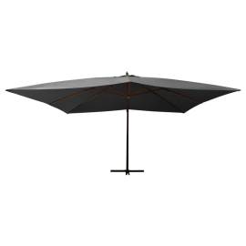 Umbrelă suspendată cu stâlp din lemn, antracit, 400x300 cm, 2 image