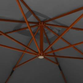 Umbrelă suspendată cu stâlp din lemn, antracit, 400x300 cm, 5 image