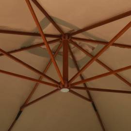 Umbrelă suspendată cu stâlp din lemn, gri taupe, 400x300 cm, 5 image
