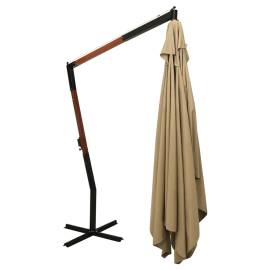 Umbrelă suspendată cu stâlp din lemn, gri taupe, 400x300 cm, 4 image