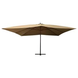 Umbrelă suspendată cu stâlp din lemn, gri taupe, 400x300 cm, 2 image