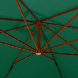 Umbrelă suspendată cu stâlp din lemn, verde, 400x300 cm, 5 image