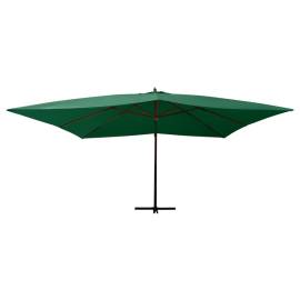Umbrelă suspendată cu stâlp din lemn, verde, 400x300 cm, 2 image