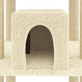 Ansamblu pisici cu stâlpi din funie de sisal, crem, 216 cm, 7 image