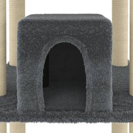 Ansamblu pisici cu stâlpi din funie de sisal gri închis 216 cm, 7 image