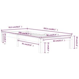 Cadru de pat, alb, 90x200 cm, lemn masiv de pin, 8 image