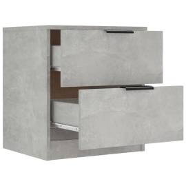 Noptiere, 2 buc., gri beton, lemn prelucrat, 6 image