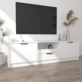 Comodă tv, alb, 140x35x40 cm, lemn prelucrat, 3 image
