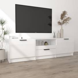 Comodă tv, alb extralucios, 140x35x40 cm, lemn prelucrat, 3 image