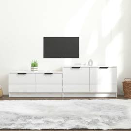 Comodă tv, alb extralucios, 158,5x36x45 cm, lemn prelucrat