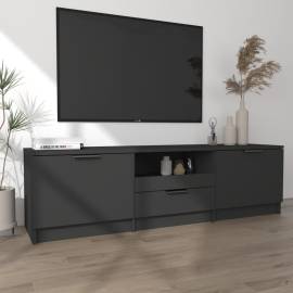 Comodă tv, negru, 140x35x40 cm, lemn prelucrat, 3 image